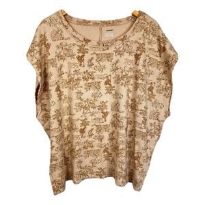 Aerie Safari Animal Print Tan Cutoff Sleeveless T-shirt Size Large